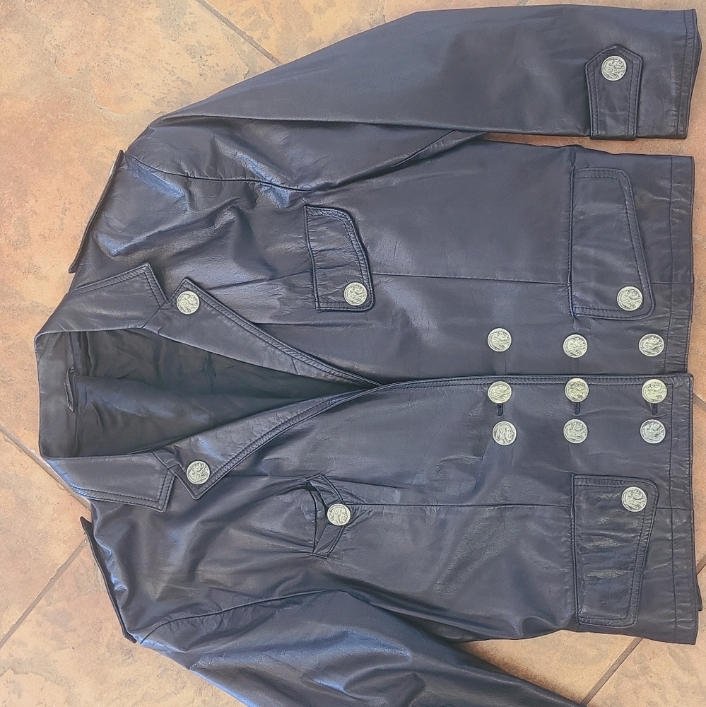 Indian head nickel buttons supersoft black leather jacket